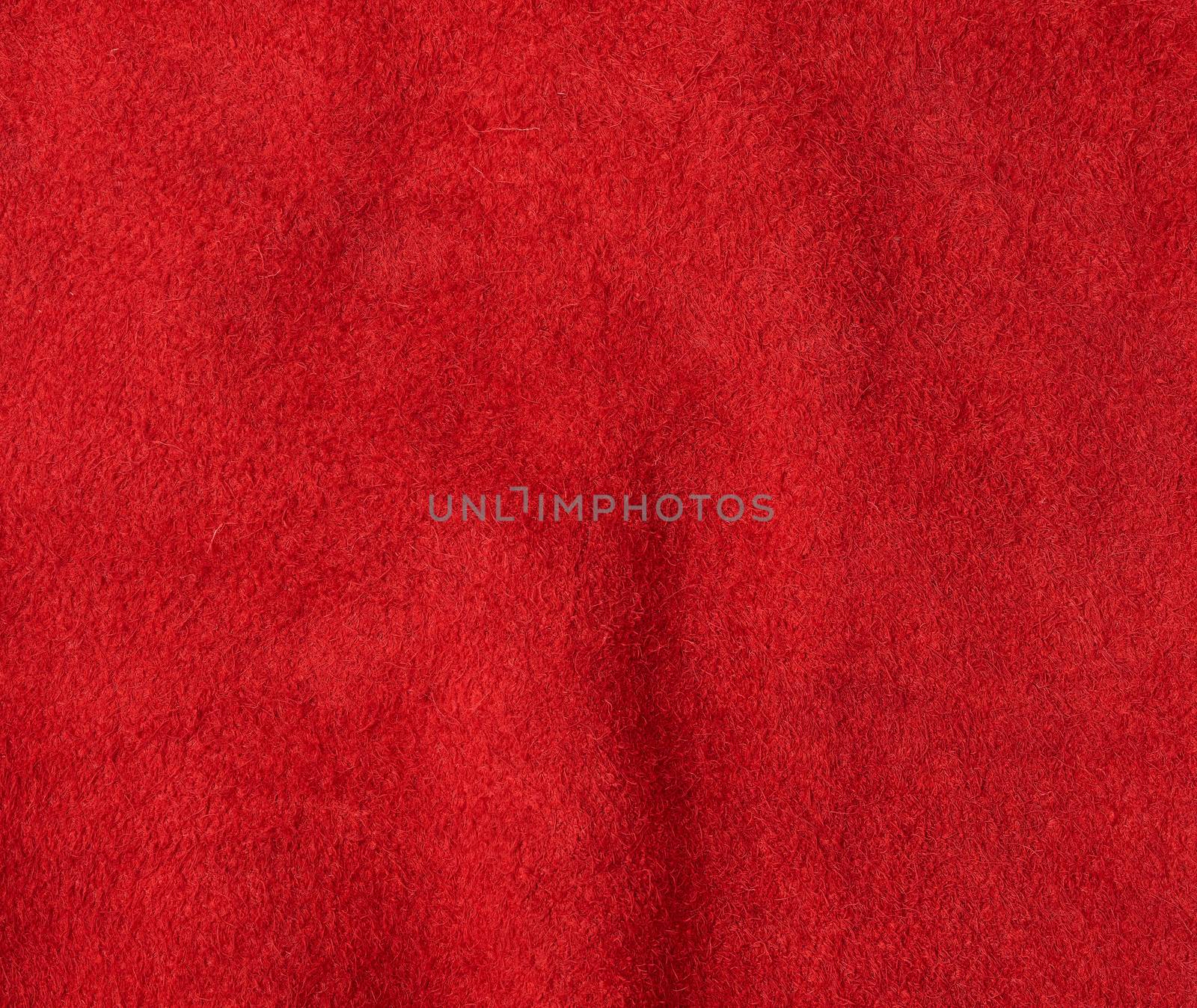 texture of red suede with large fibers, bright scarlet color by ndanko