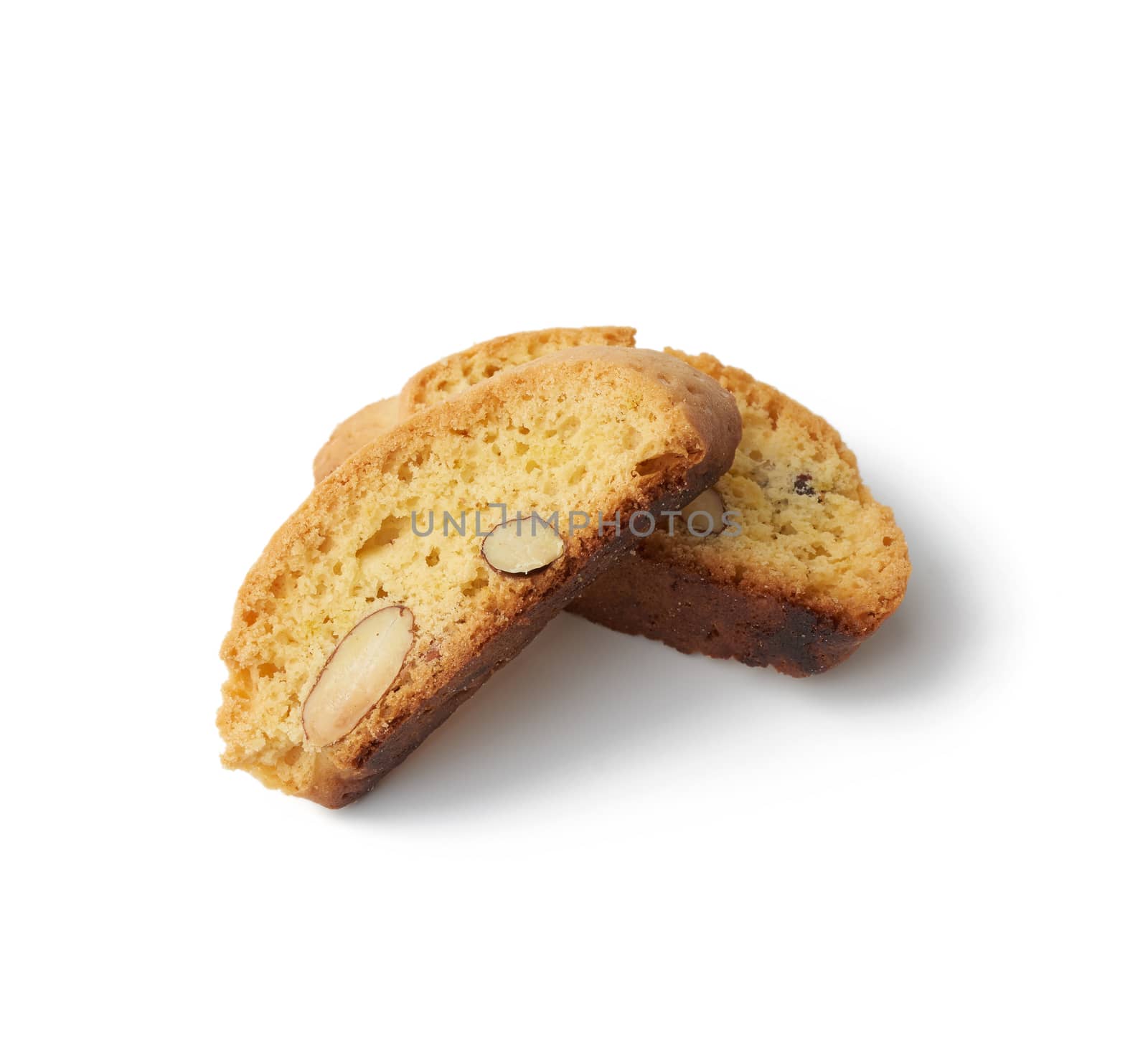 baked piece Italian almond biscotti, cantuccini cookies, traditi by ndanko