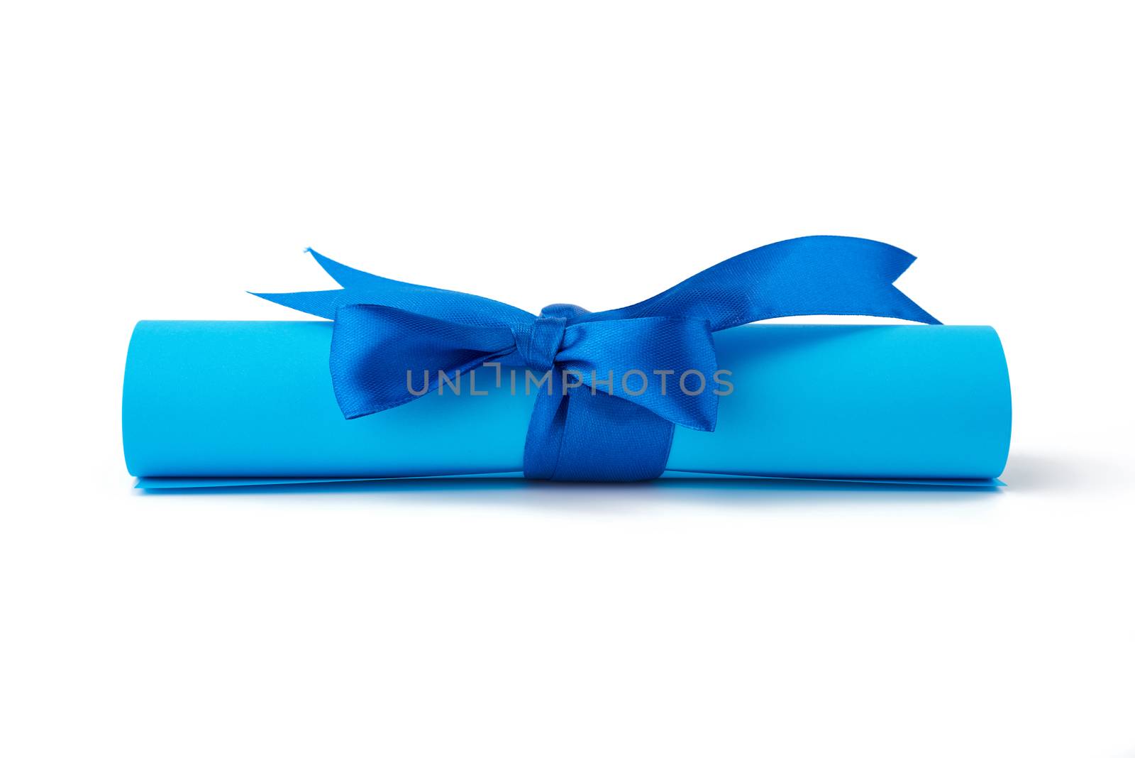 twisted piece of blue paper tied with a silk blue ribbon by ndanko