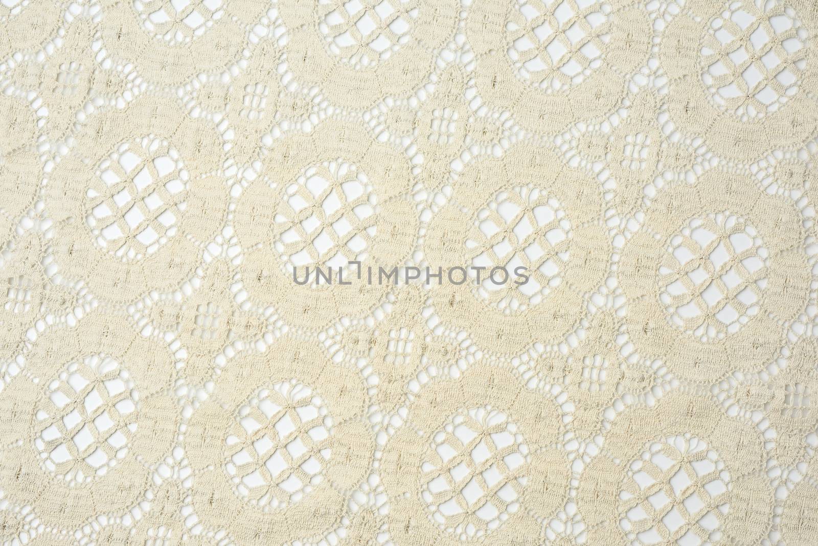 texture of beige synthetic fabric guipure for sewing clothes by ndanko