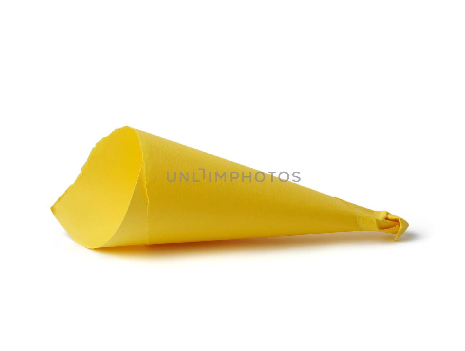 cone-rolled cardboard sheet of paper isolated on white background, empty eco-bag for bulk products