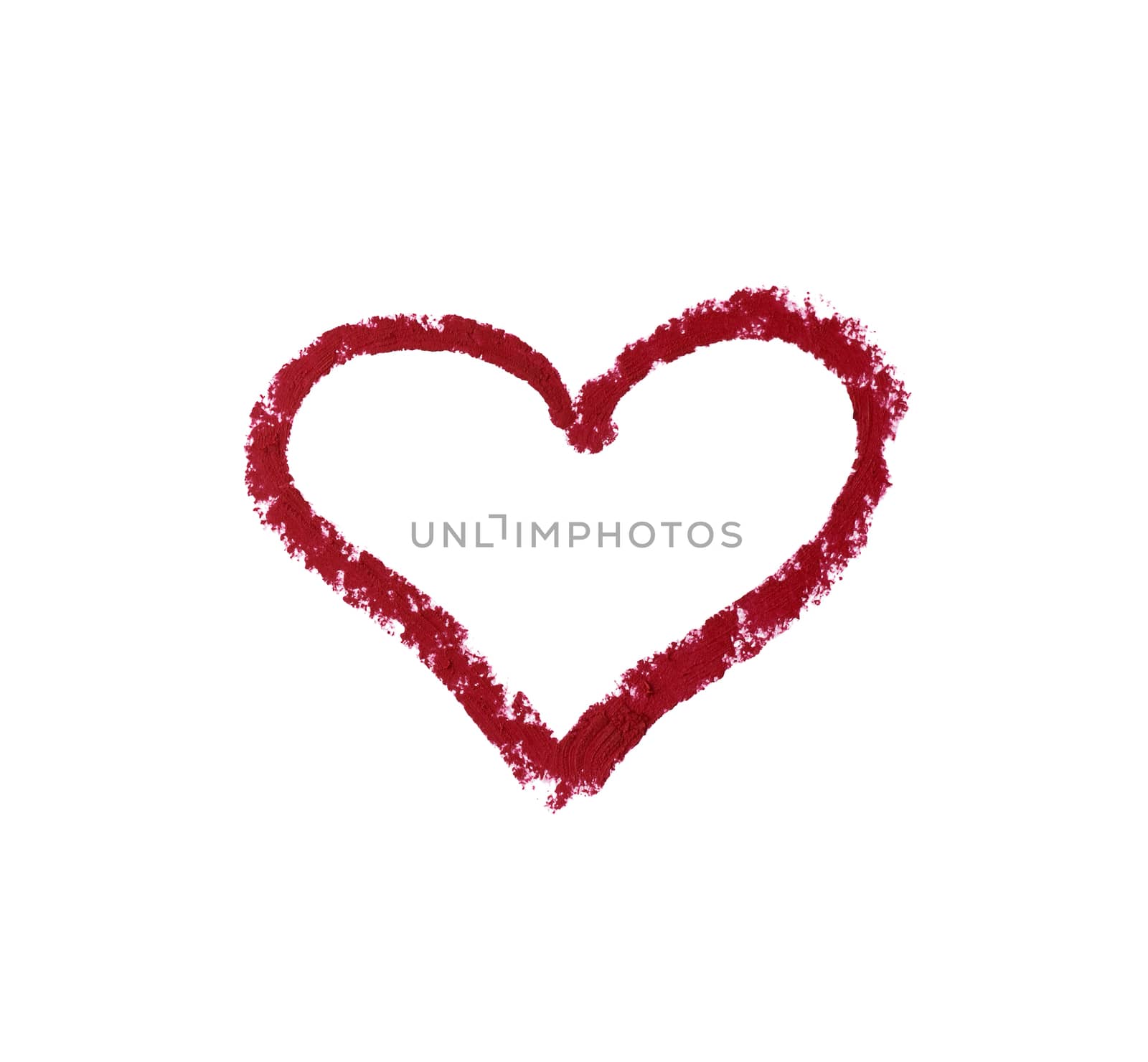 painted heart with red lipstick isolated on a white background by ndanko