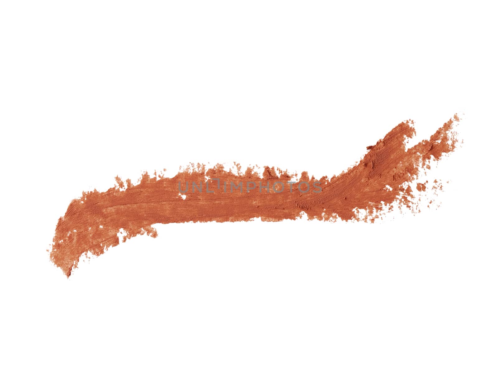 thick beige lipstick smear, cosmetics sample isolated on white b by ndanko