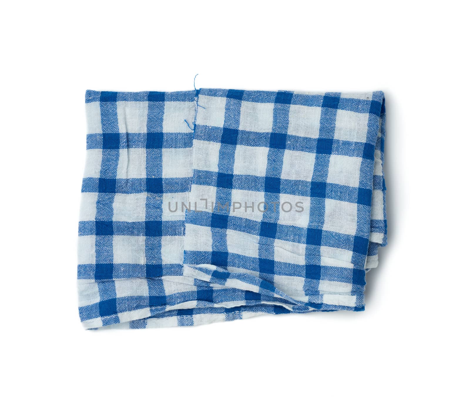 folded white cotton fabric with blue stripes isolated on white b by ndanko