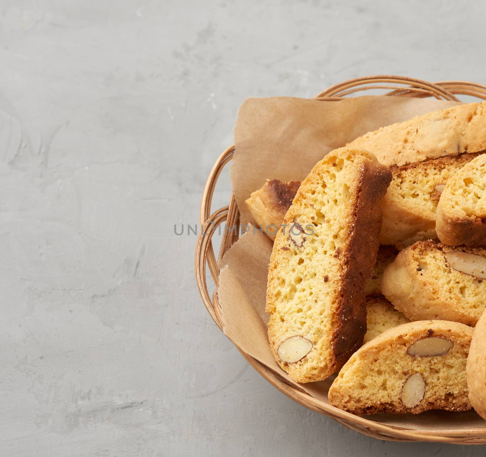 pieces of baked italian christmas biscotti cookies, close up