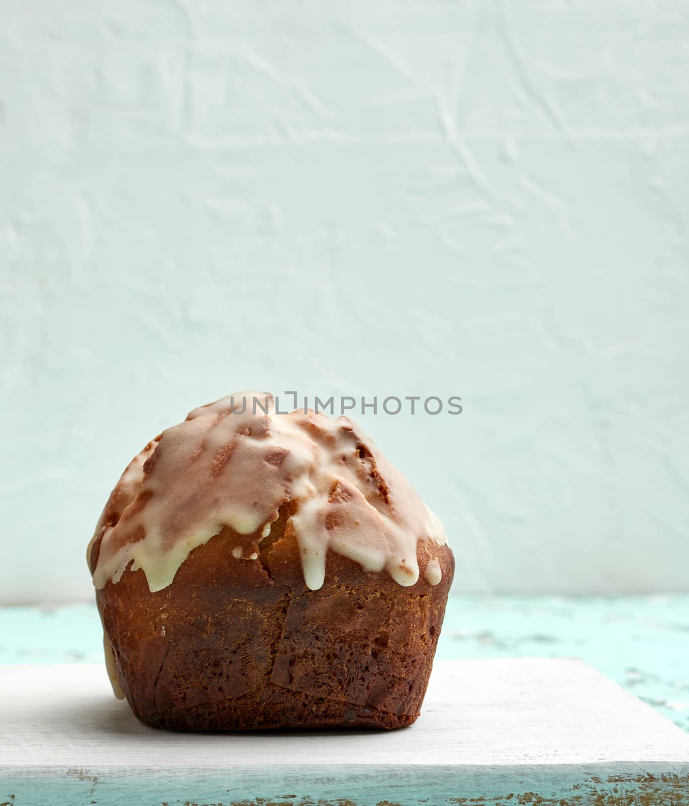 traditional orthodox pastries sprinkled with white icing, easter dessert, close up