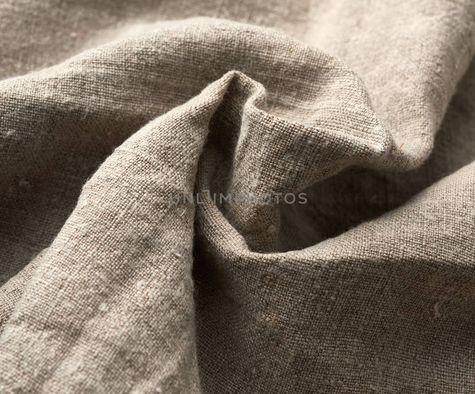 twisted very old  gray linen fabric, full frame, rough antique canvas, close up