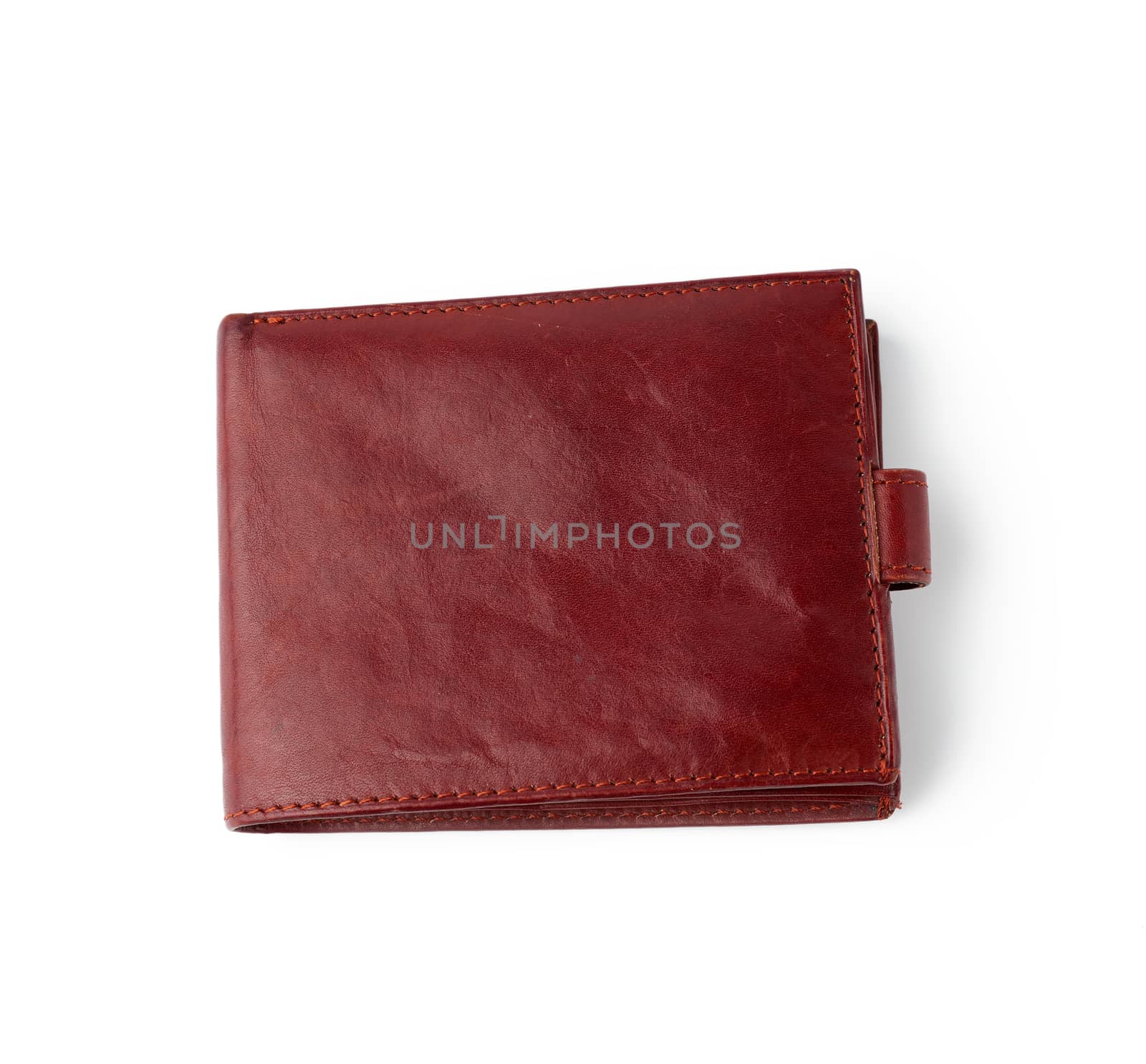 closed brown leather wallet isolated on a white background, stylish men's accessory