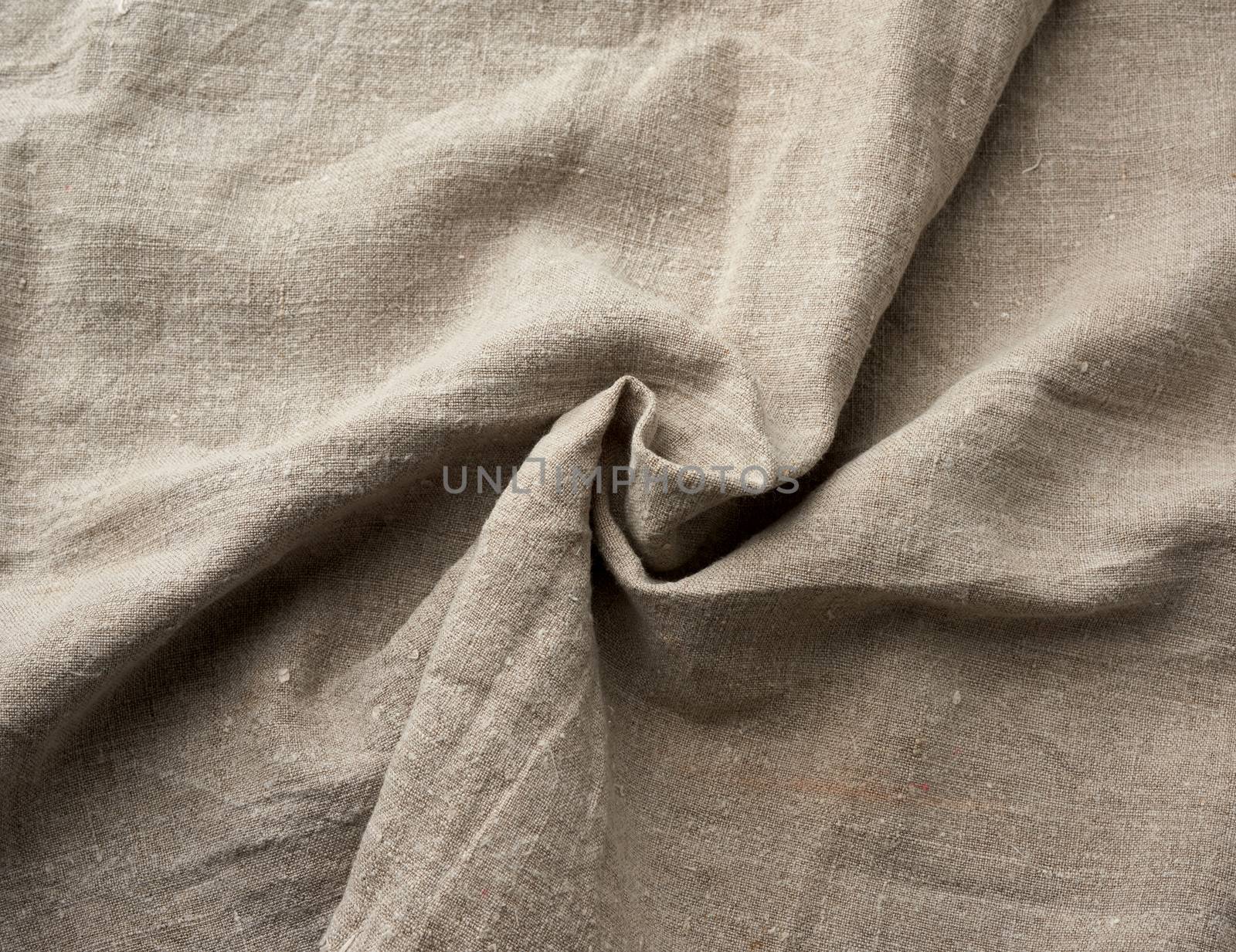 twisted very old  gray linen fabric, full frame, rough antique canvas