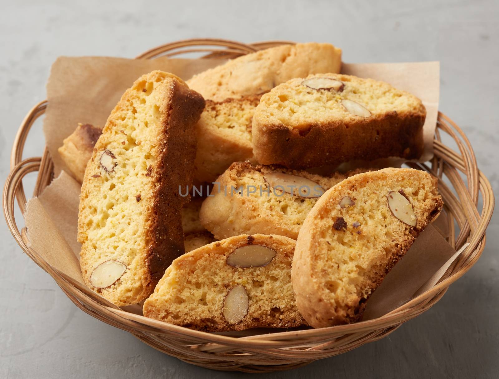 pieces of baked italian christmas biscotti cookies, close up