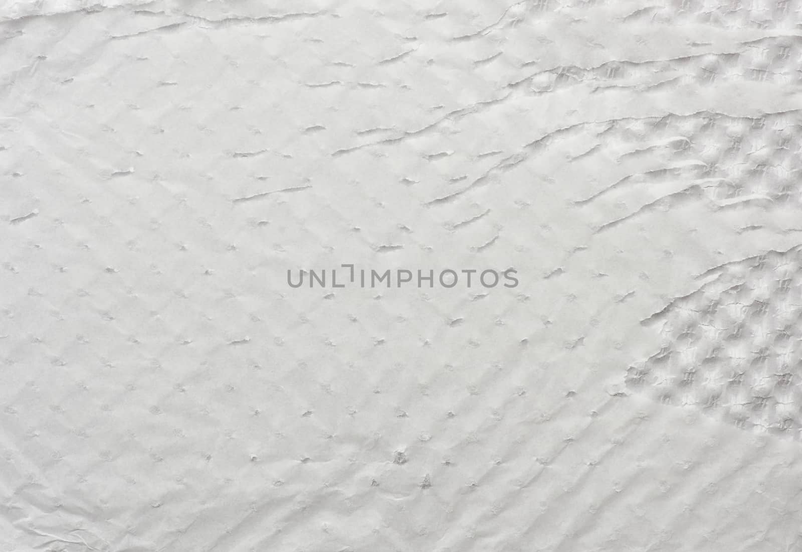 wrinkled and damaged sheet of white paper, element for the designer, full frame