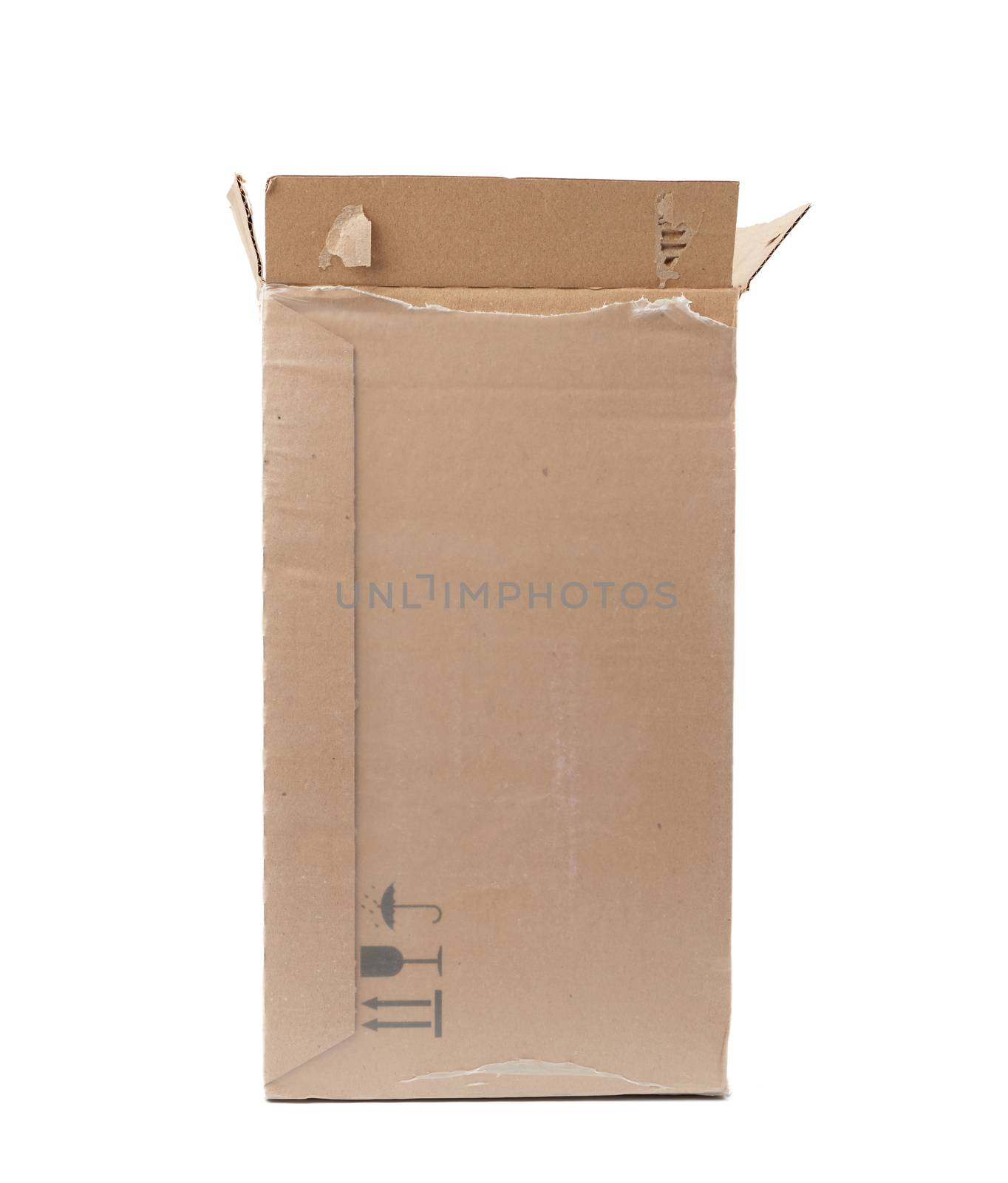 rectangular box wrapped in transparent polyethylene, box for transporting bottles, side view