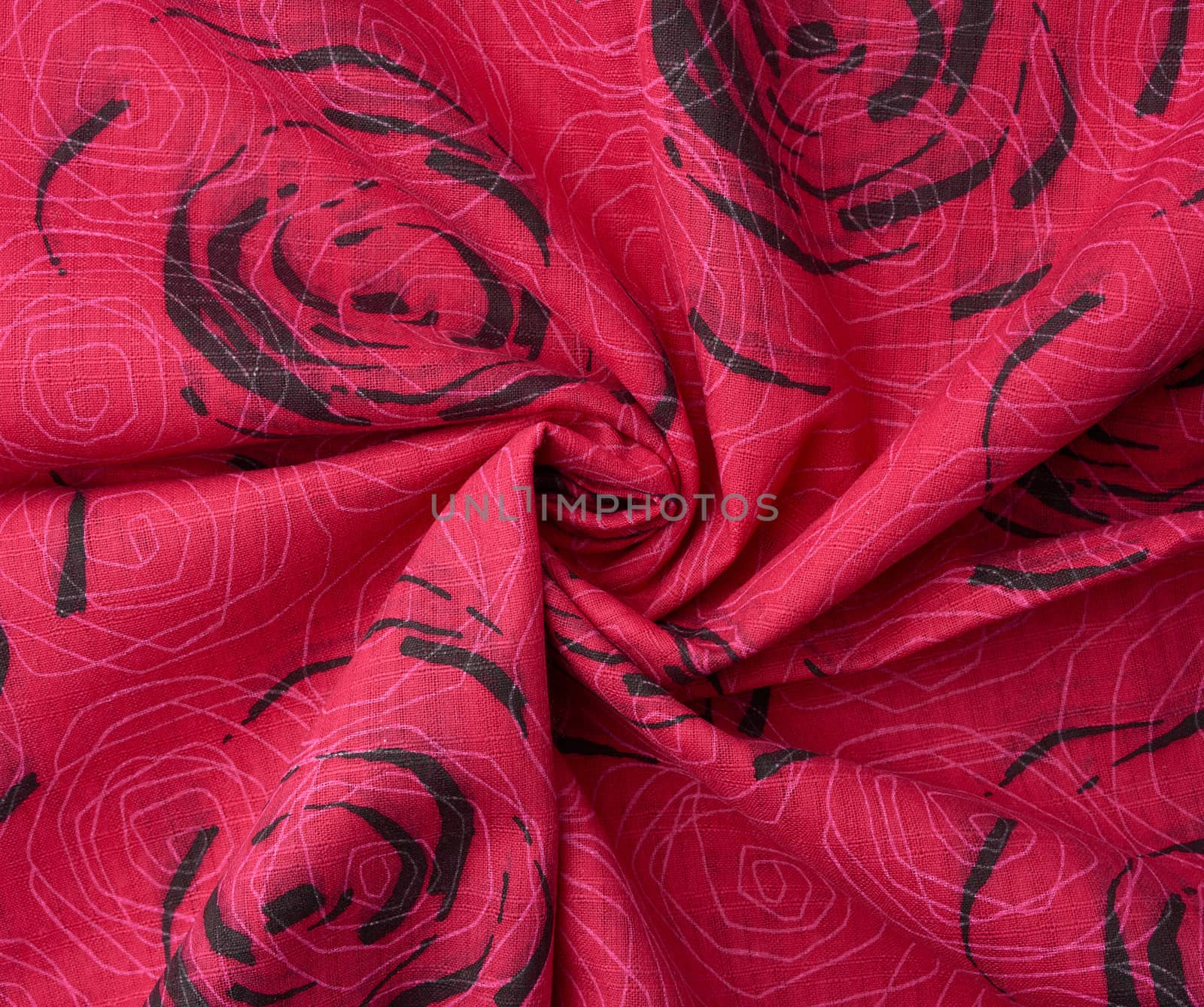 red cotton fabric texture, material twisted, full frame, close up