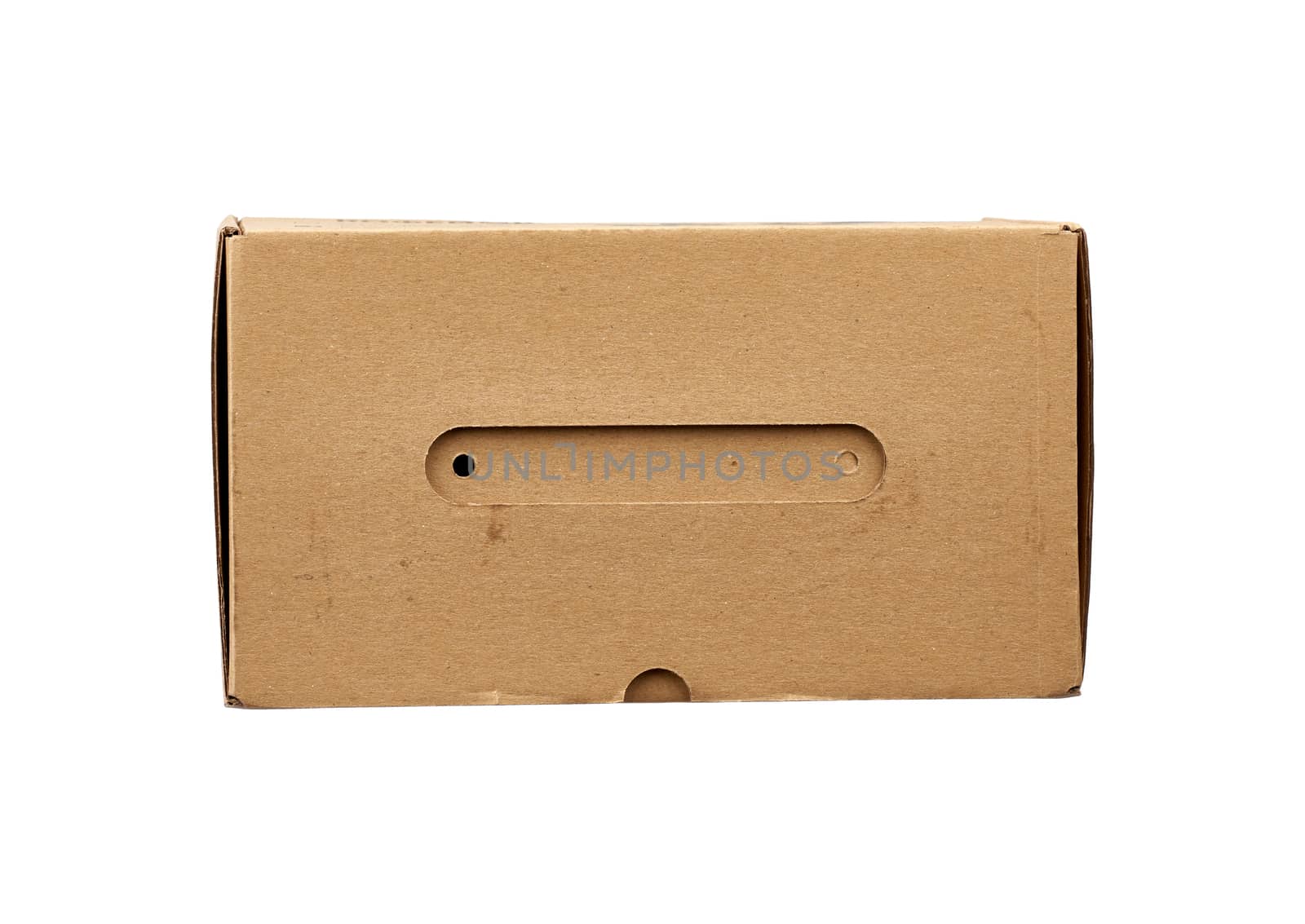 closed brown rectangular cardboard box for transporting goods isolated on white background. Packaging design