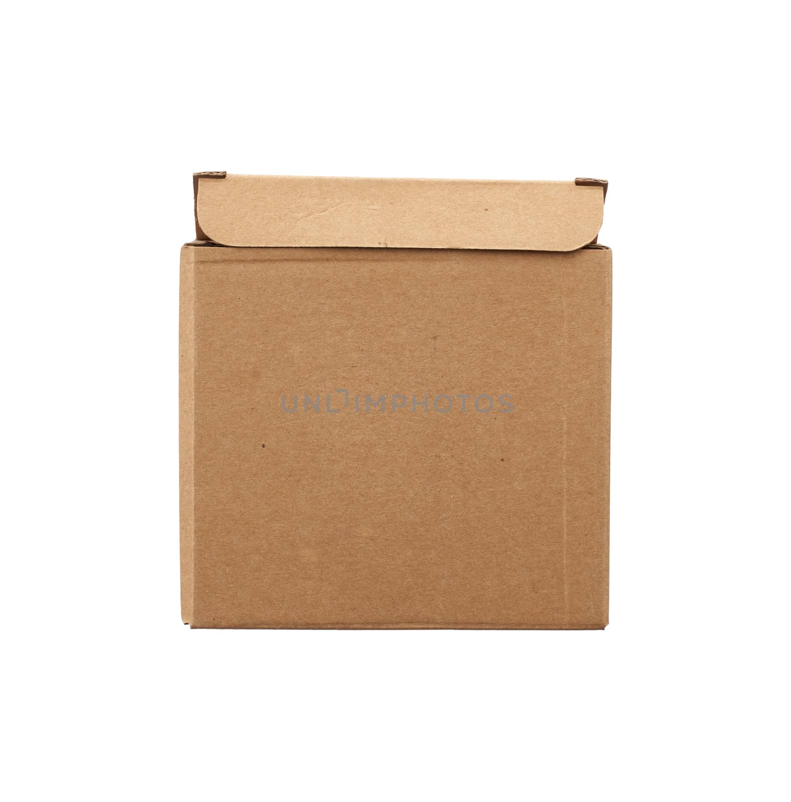 brown square cardboard box for transporting goods isolated on wh by ndanko