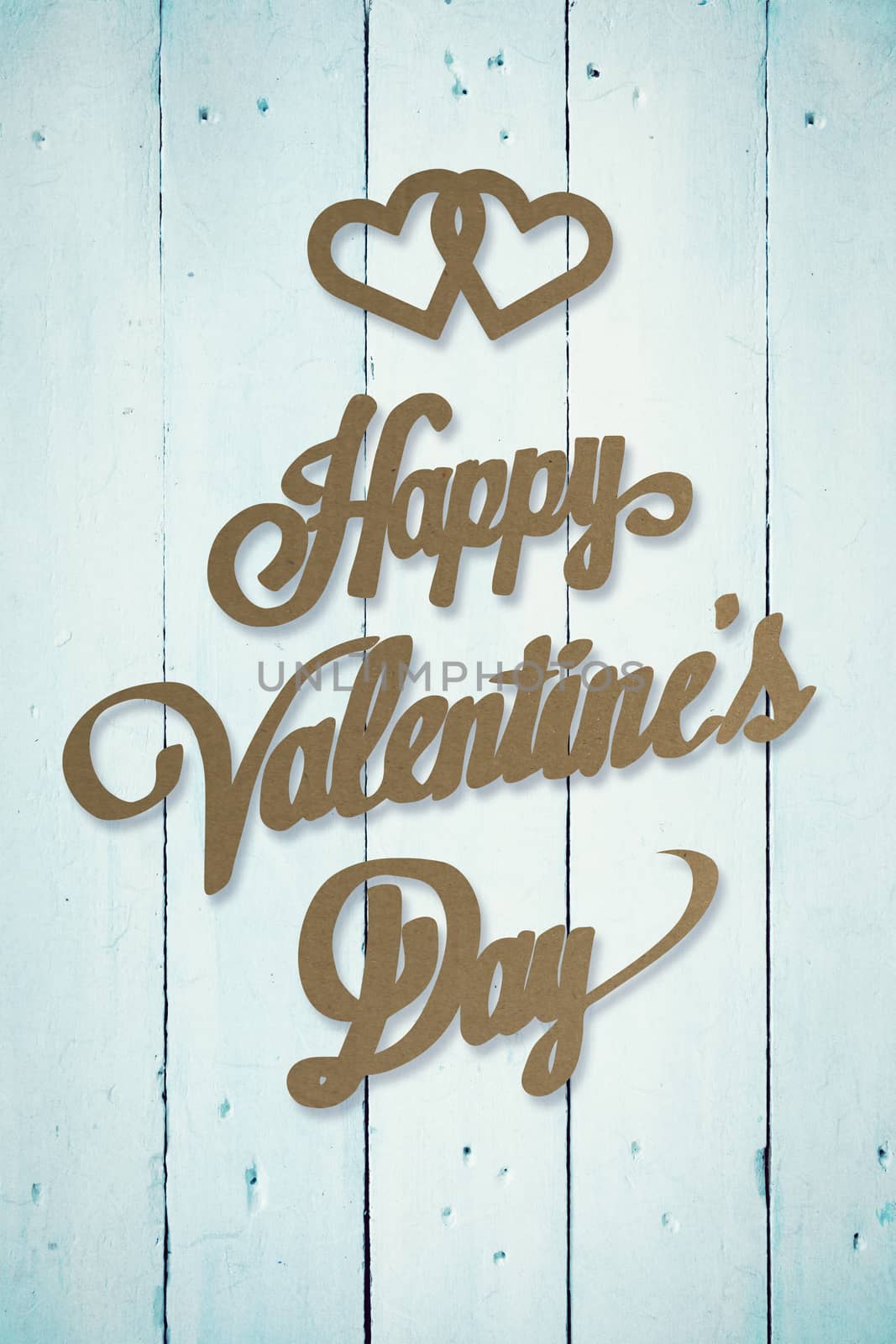 Cute valentines message against painted blue wooden planks