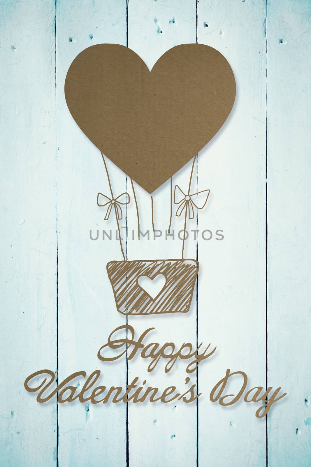 Cute valentines message against painted blue wooden planks