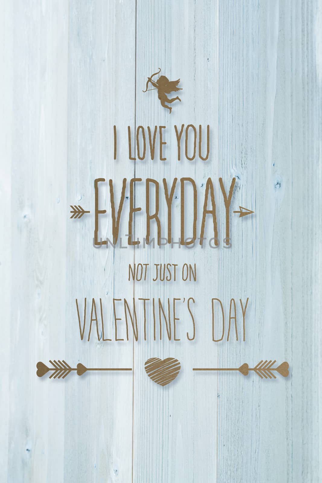 Valentines day greeting against bleached wooden planks background