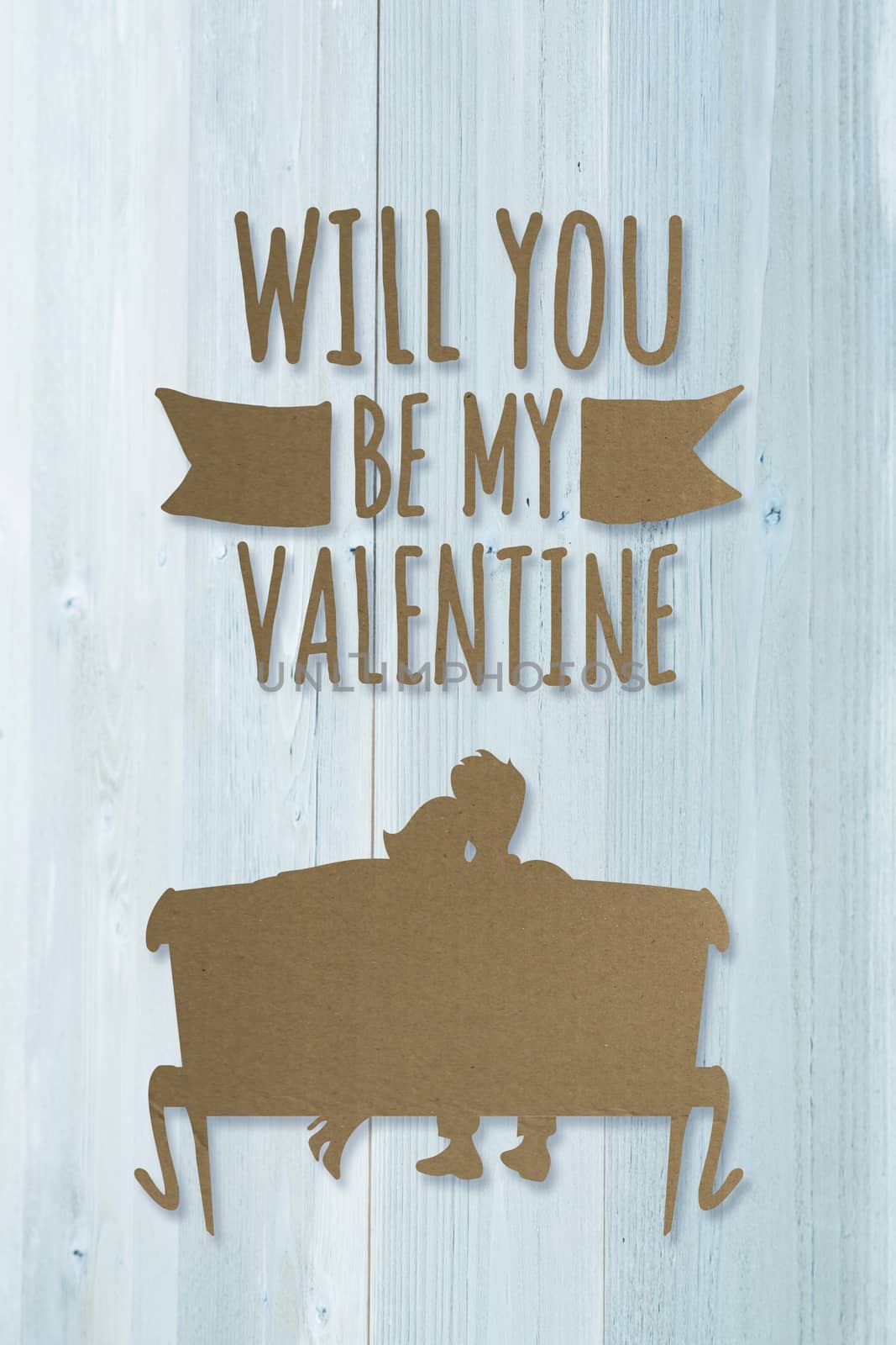 Cute valentines message against bleached wooden planks background