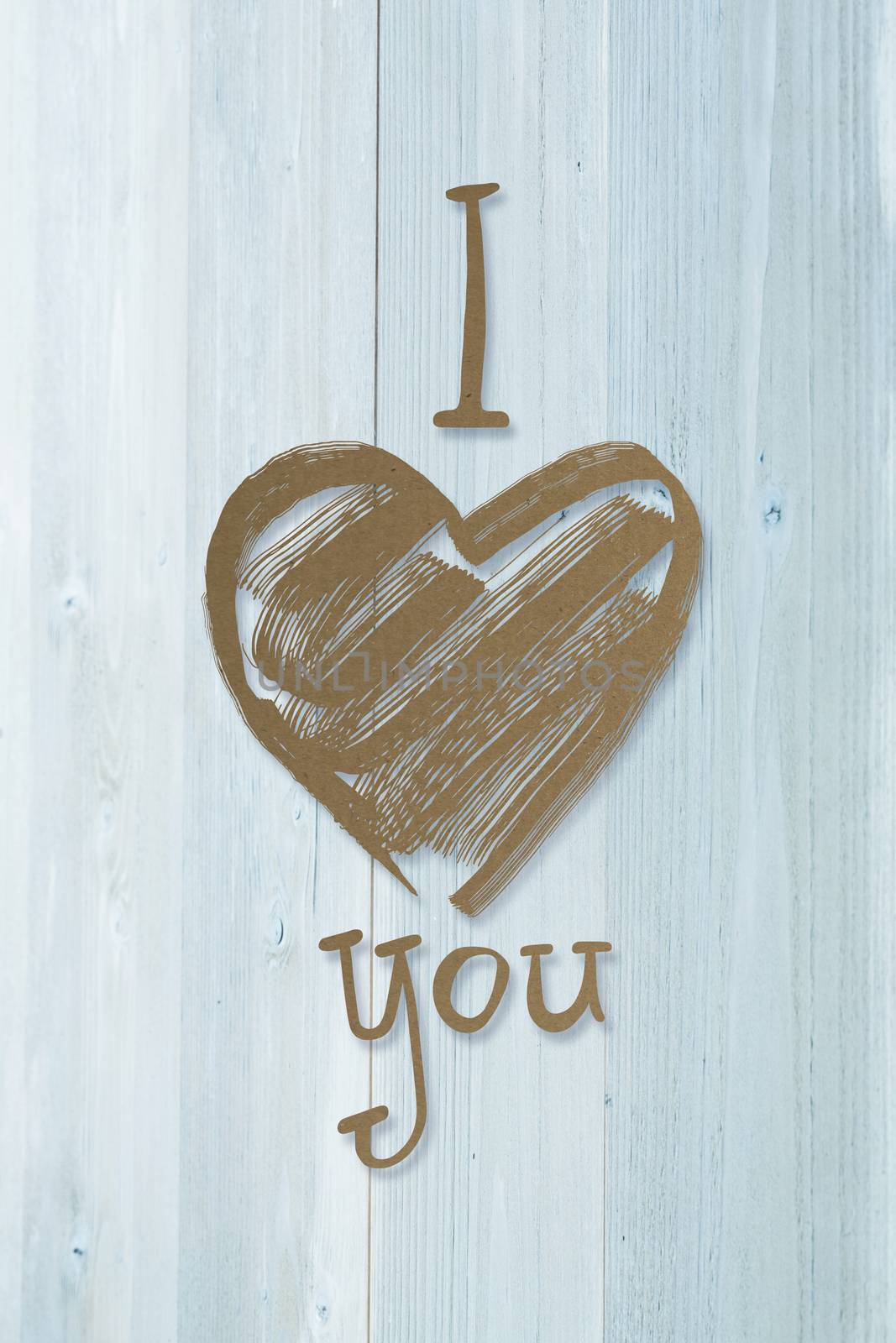 I heart you against bleached wooden planks background