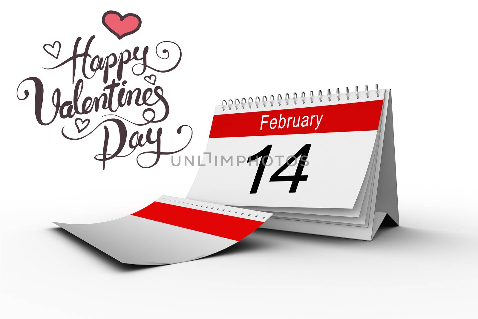 Happy valentines day against february calendar