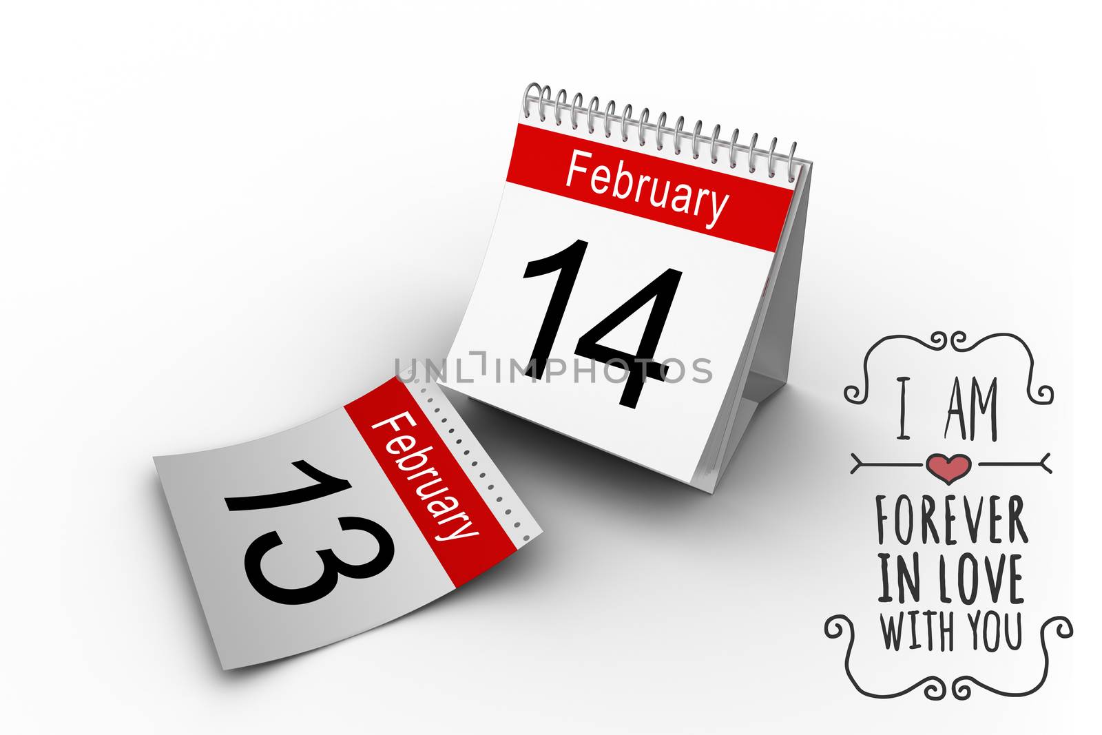 Valentines message against february calendar