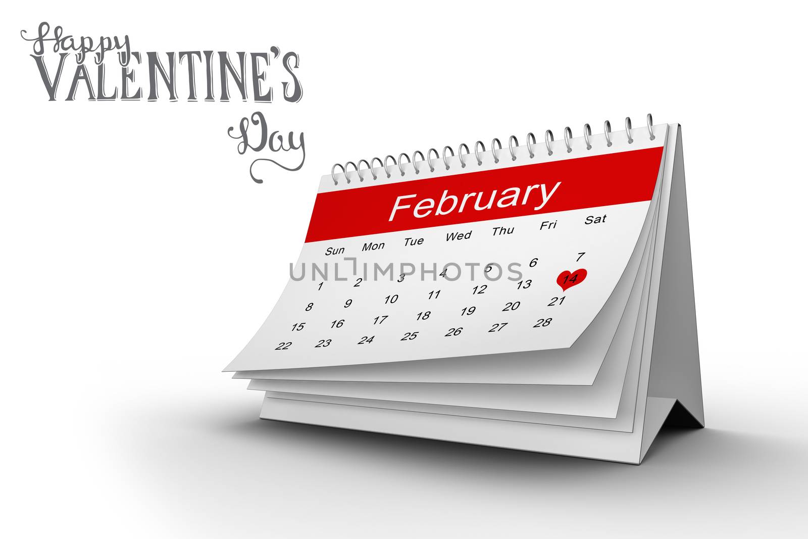 Valentines message against february calendar