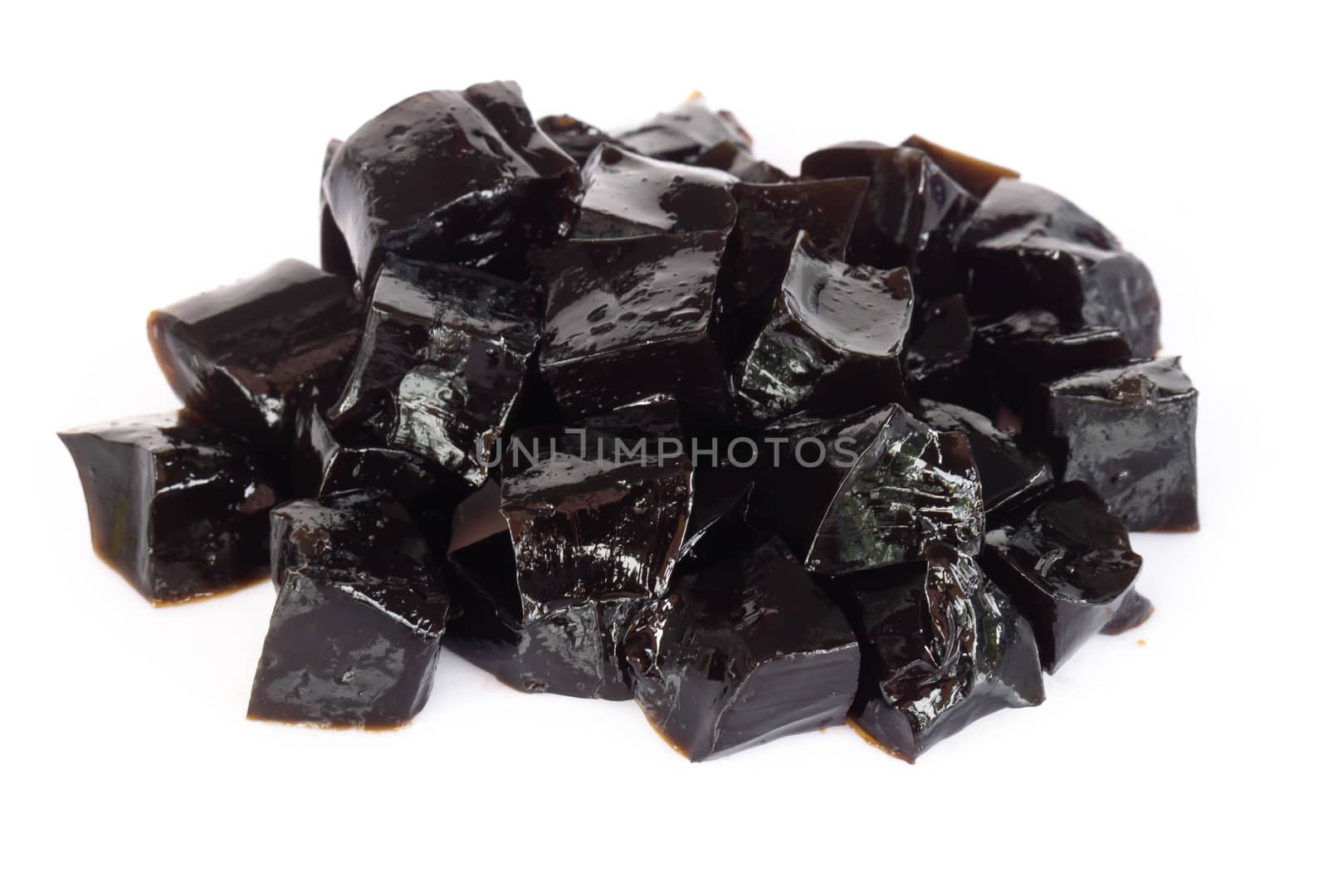 Grass jelly (Mesona chinensis) isolated on white background