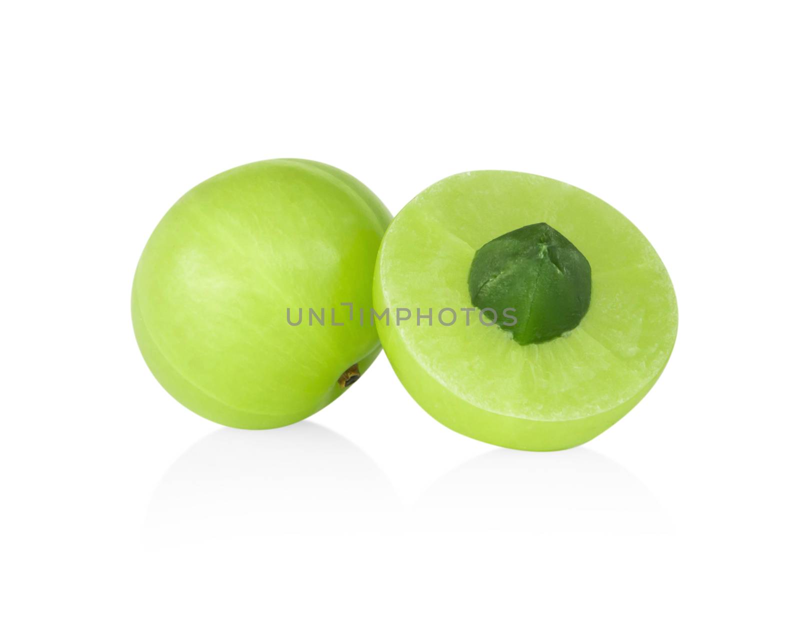 Fresh indian gooseberry isolated on white background, herb and medical fruit for health care concept