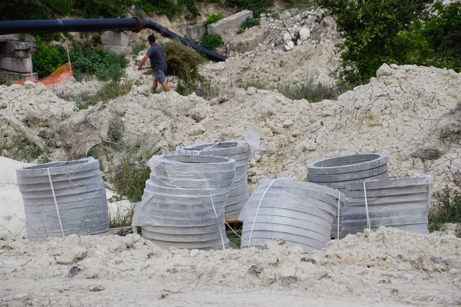 Iron concrete rings. Construction of sewerage system. by fedoseevaolga