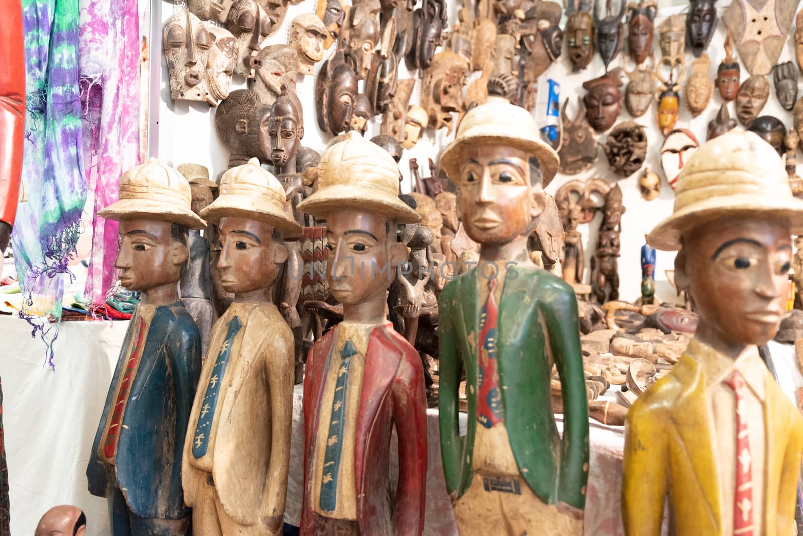 Ornamental objects from all over the world for sale in an ethnic market