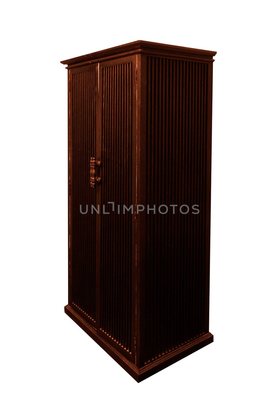 Wooden wardrobe isolated. by NuwatPhoto