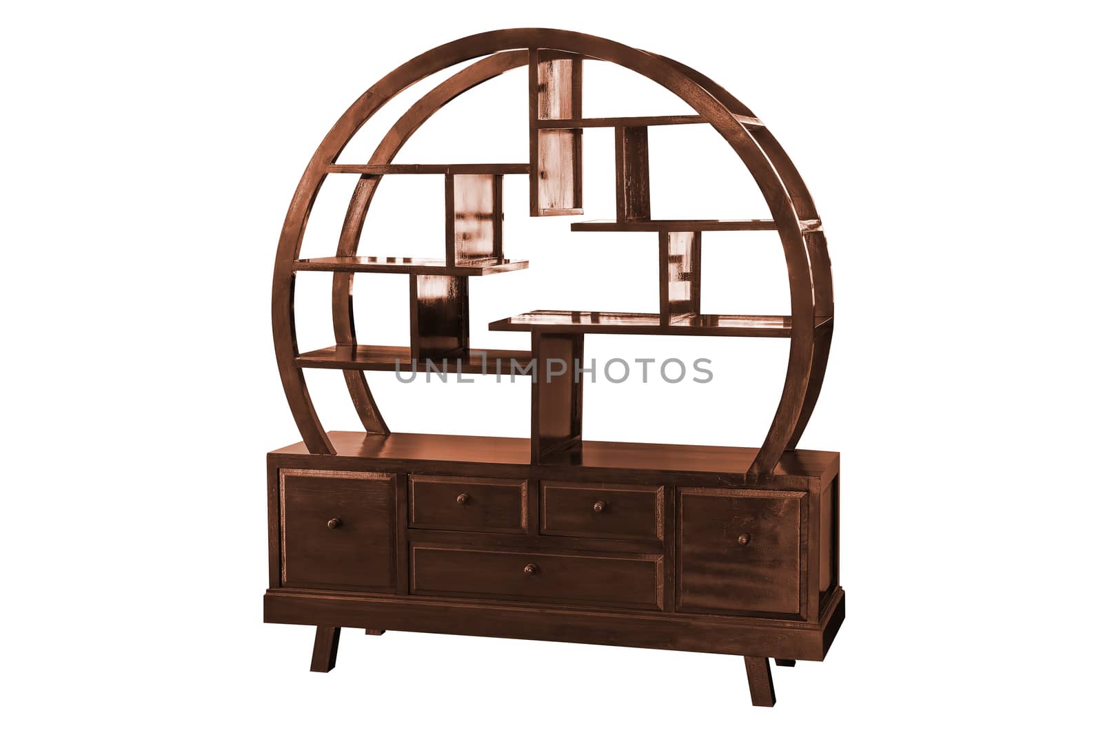 Wooden cabinet Chinese style isolated on white background work with clipping path.