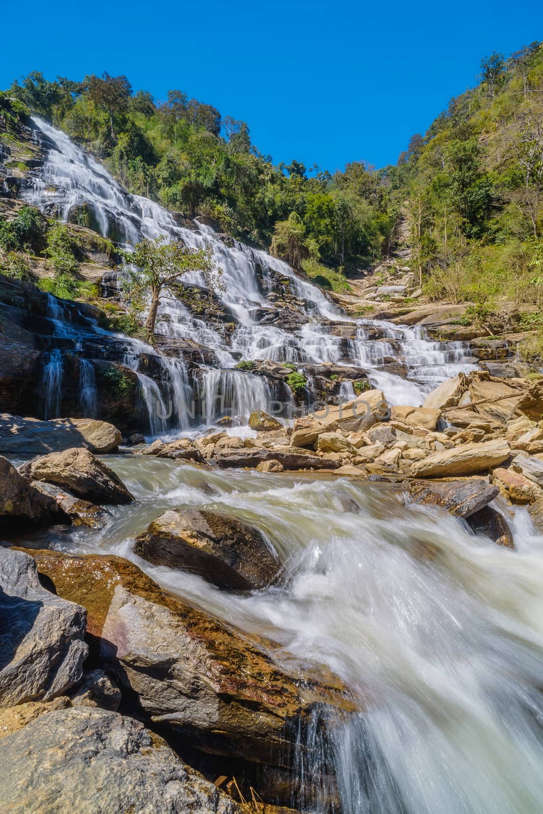 Mae Ya waterfall it beautiful most famous in Doi Inthanon National Park Chiang mai,Thailand.