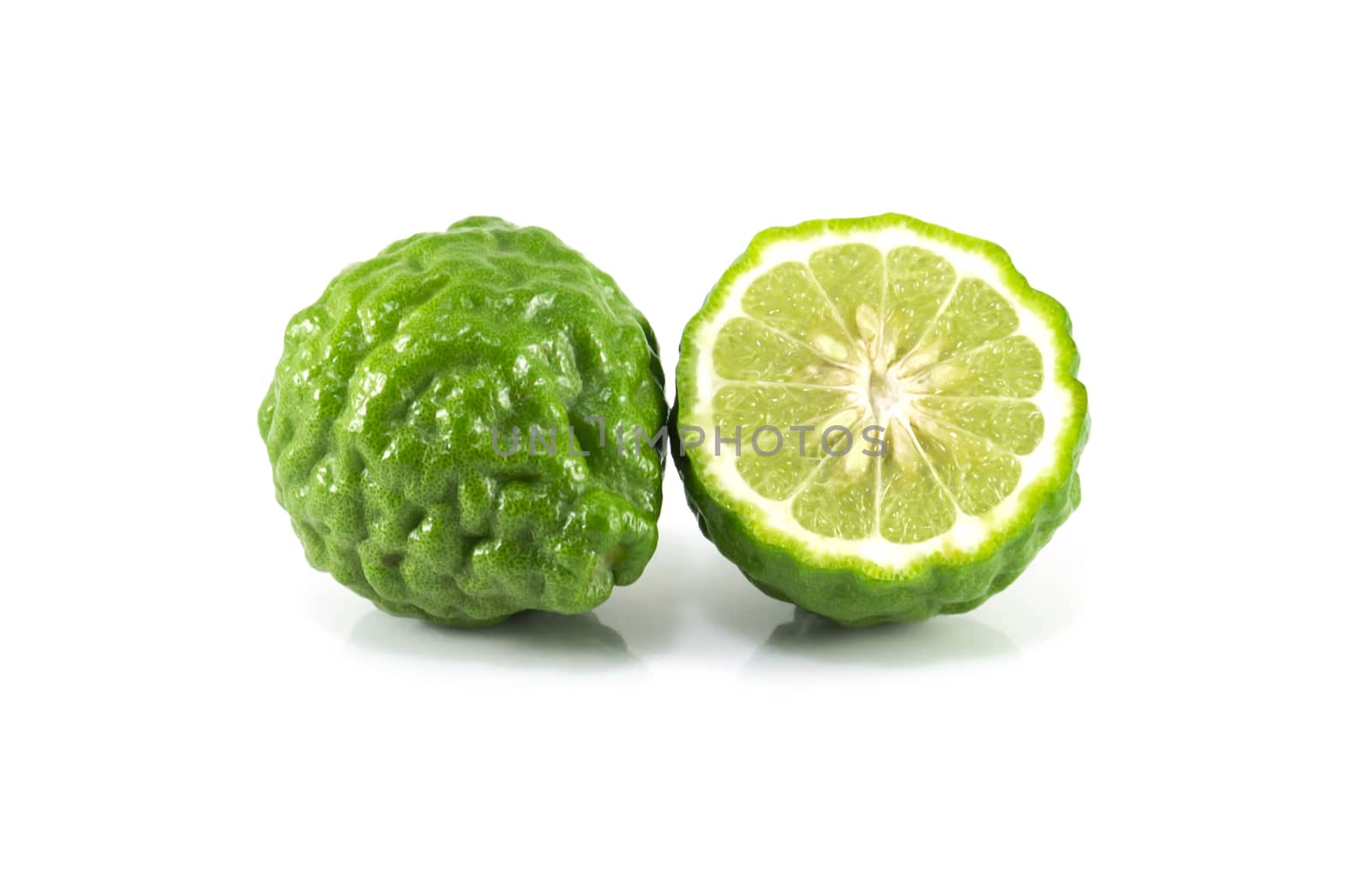 Fresh bergamot fruit isolated on white background, herb and medical