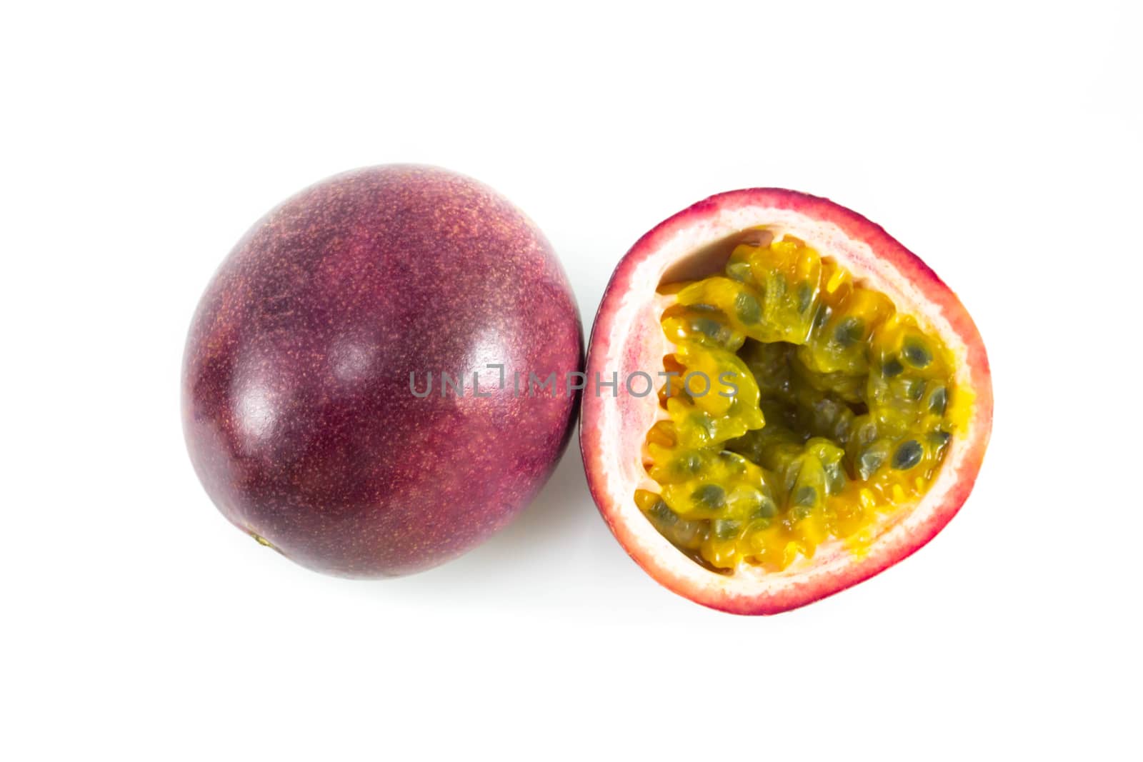 Fresh passion fruit isolated on white background, food healthy concept