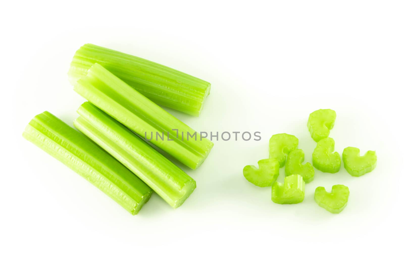 Fresh celery vegetable isolated on white background, food for health