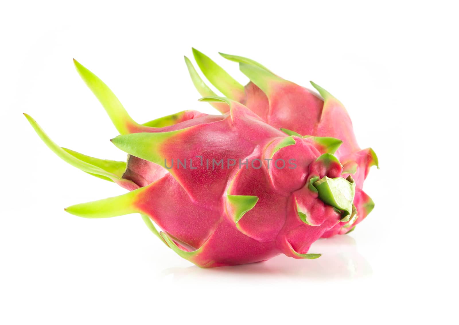 Close up fresh dragon fruit isolated on white background, food healthy