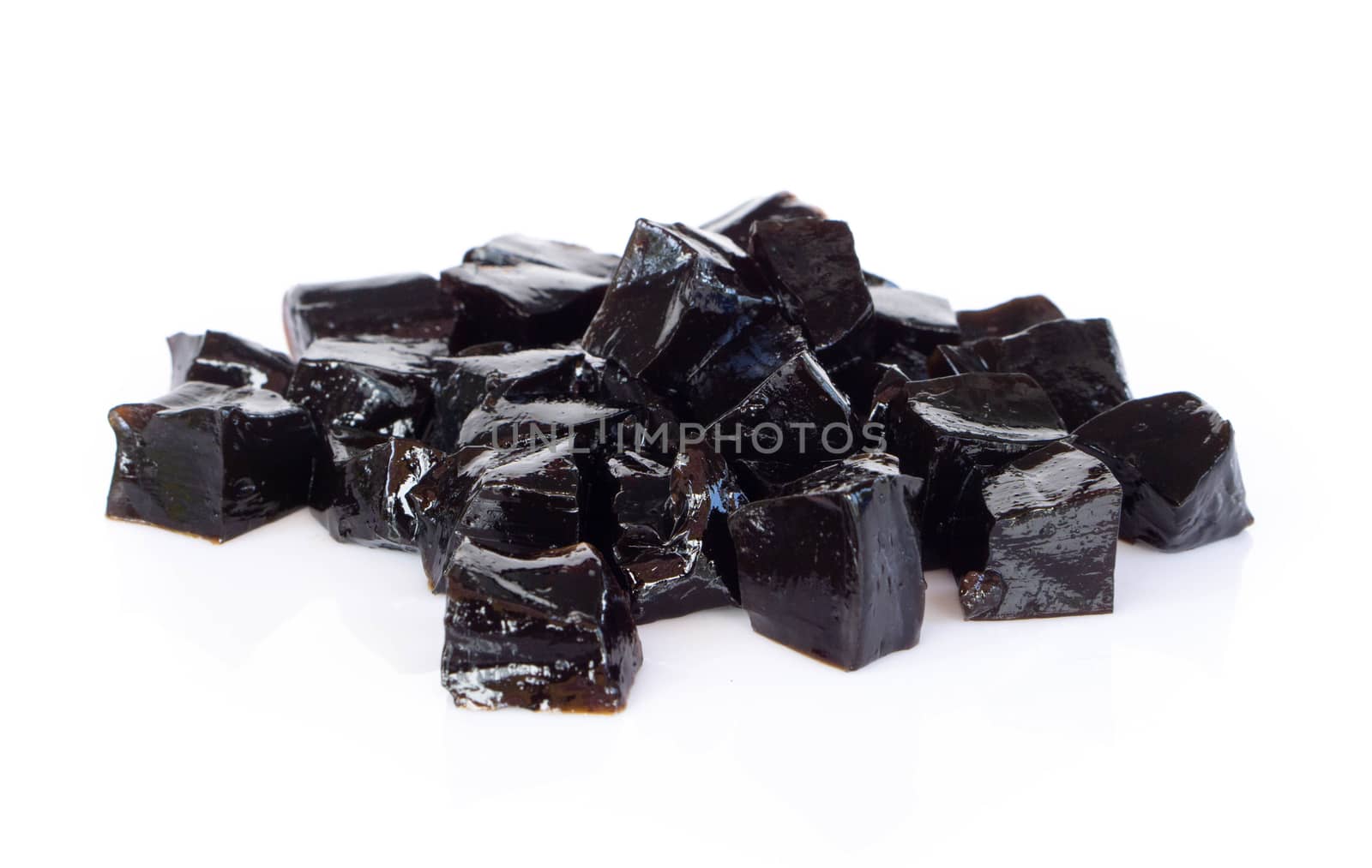 Grass jelly (Mesona chinensis) isolated on white background