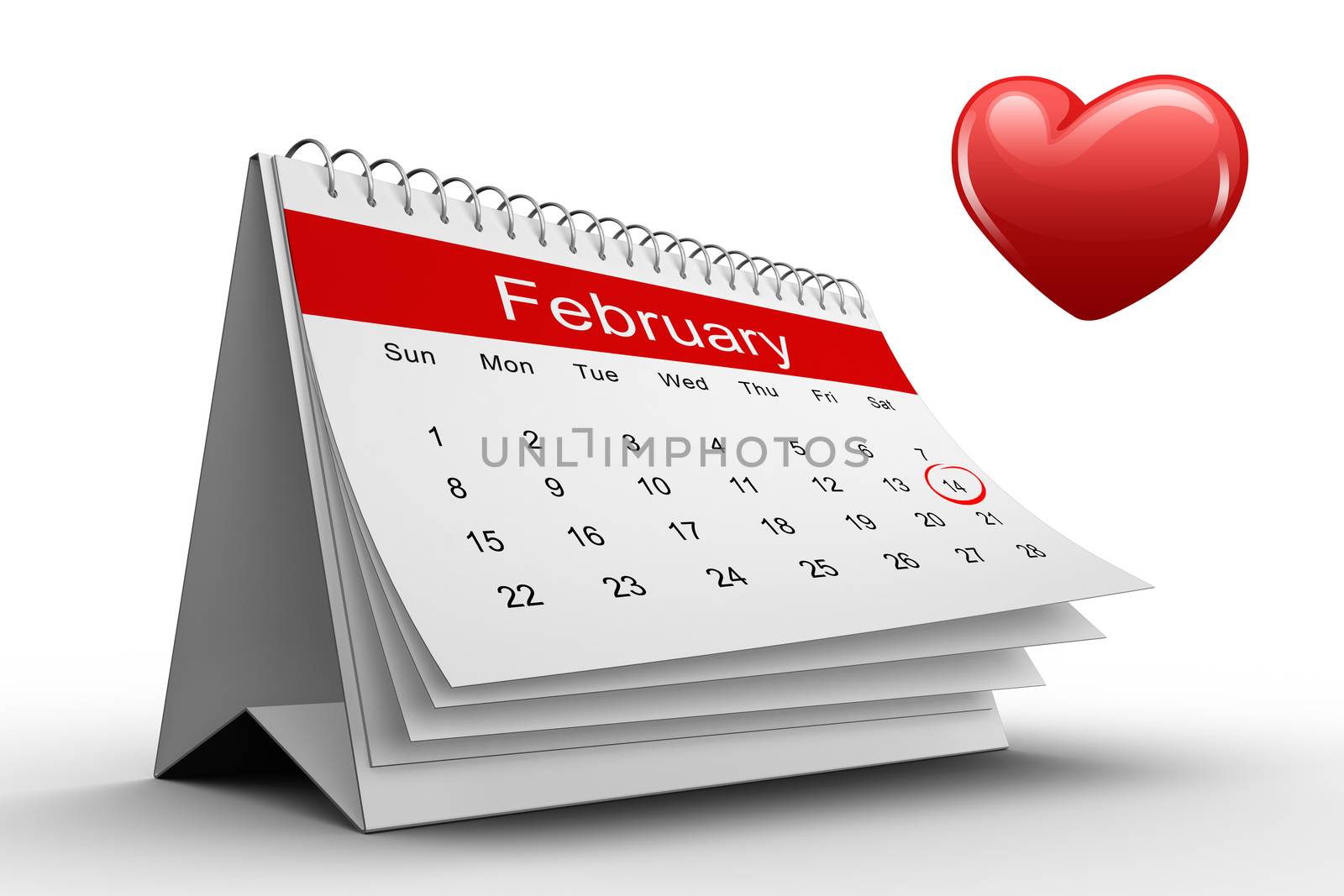 heart against february calendar