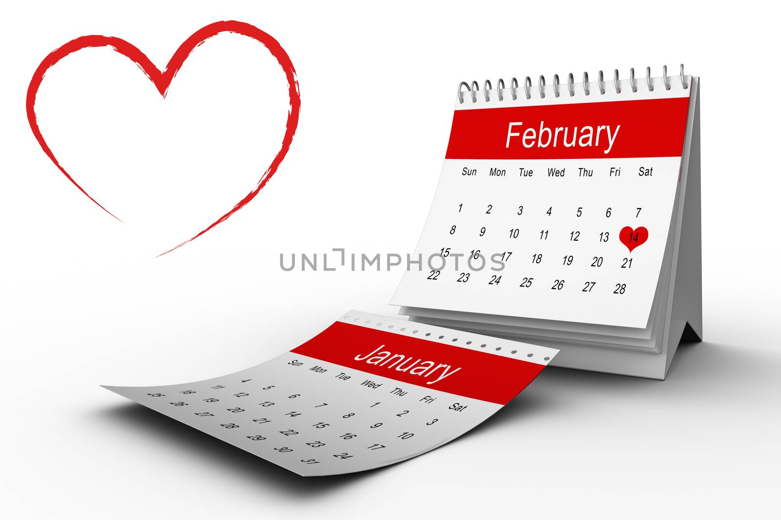 Heart against february calendar