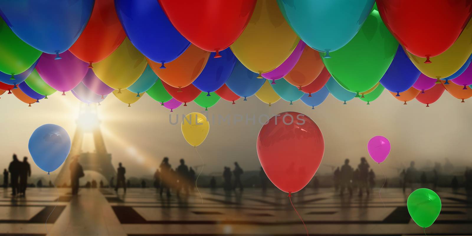 Composite image of colourful balloons by Wavebreakmedia
