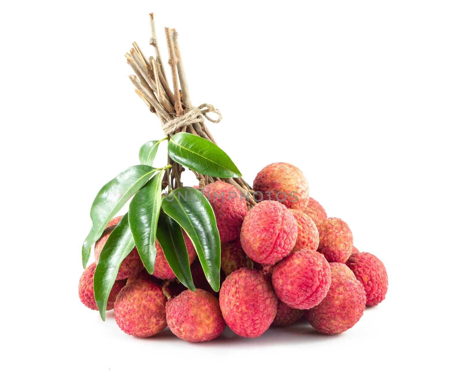 Fresh ripe lychee tropical fruit isolated on white background