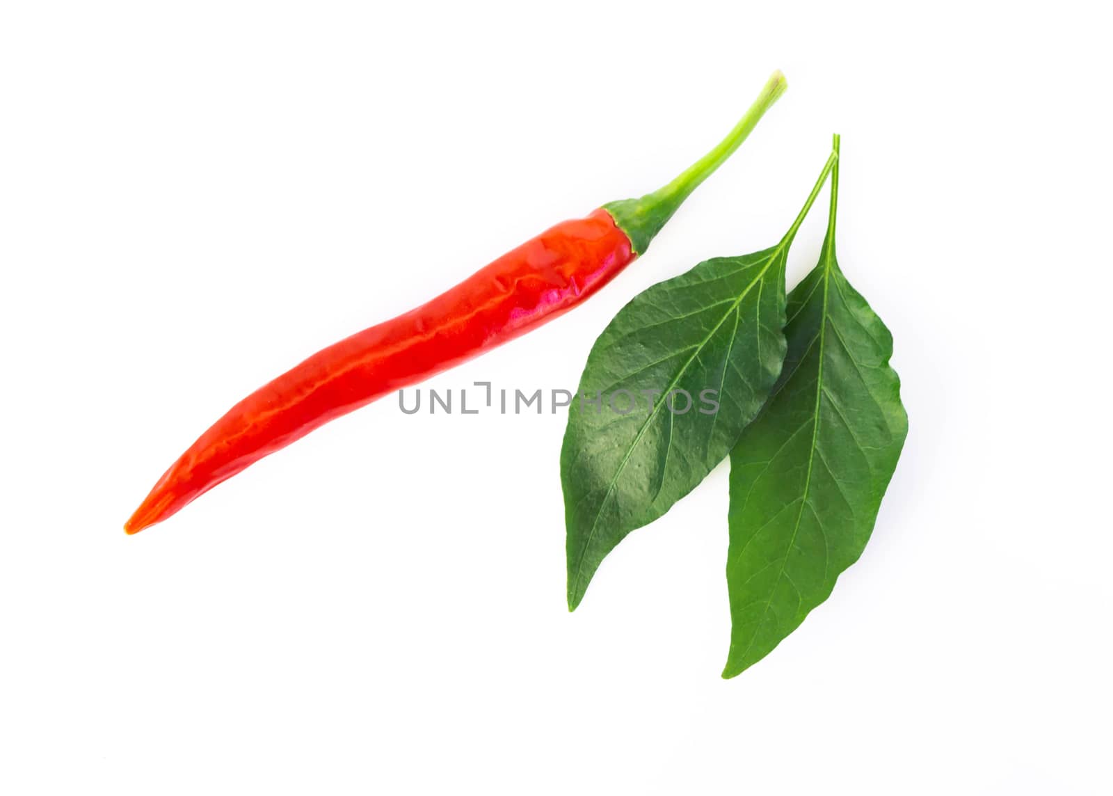 Closeup red chili pepper with sliced on white background, raw food ingredient concept