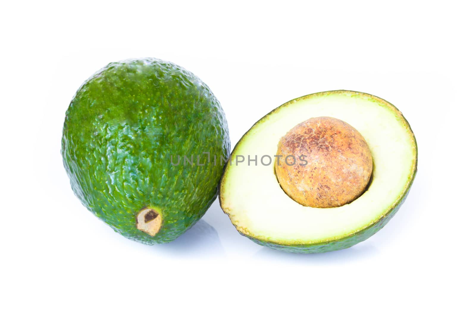 Top view fresh ripe avocado fruit isolated on white background with copy space, healthy food concept