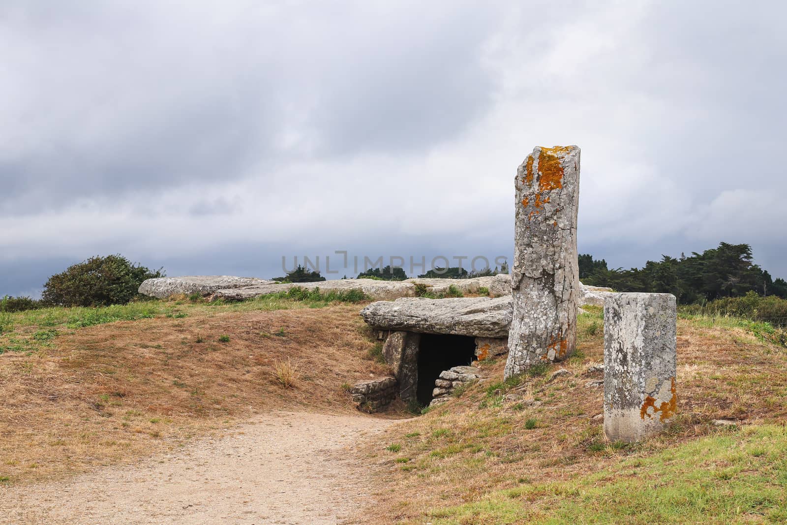 Dolmen Pierres Plates - famous megalithic monument at Locmariaquer in Brittany