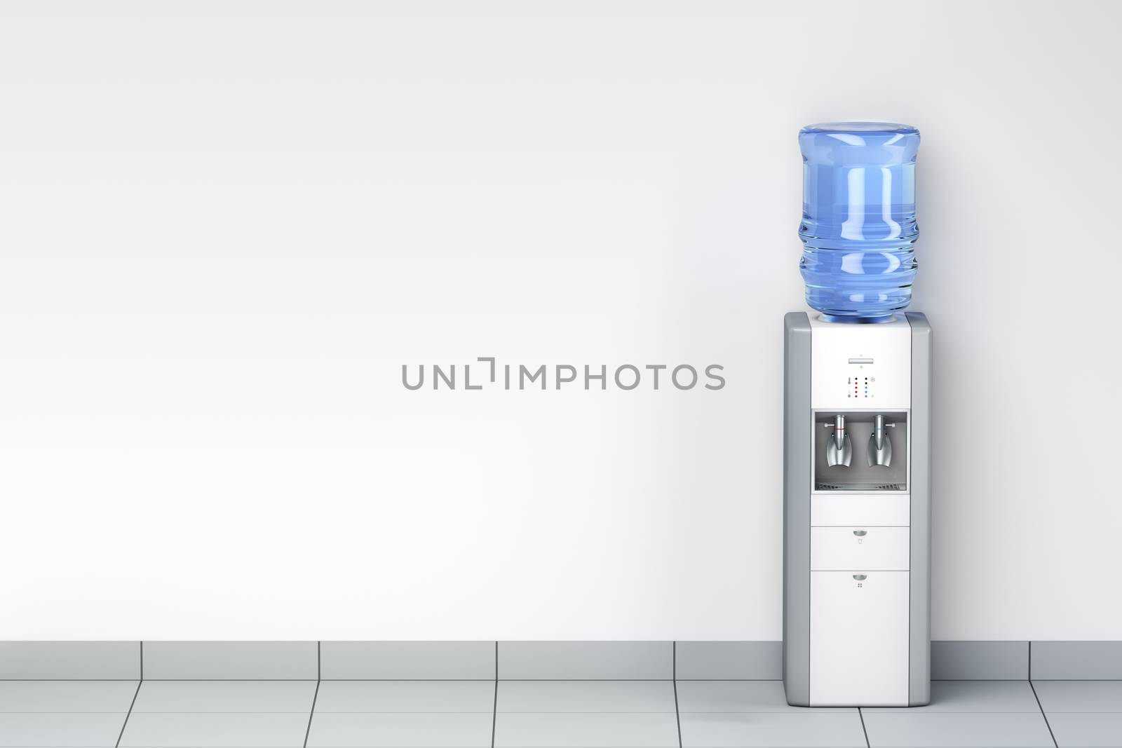 Water dispenser in the room, front view