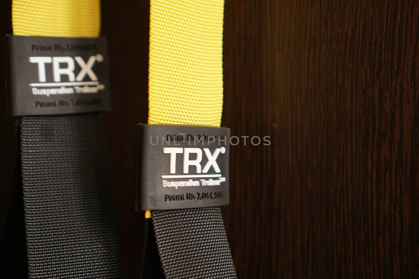 27 May 2020. Minsk Belarus. Image of a trx suspension in closeup. by natali_brill