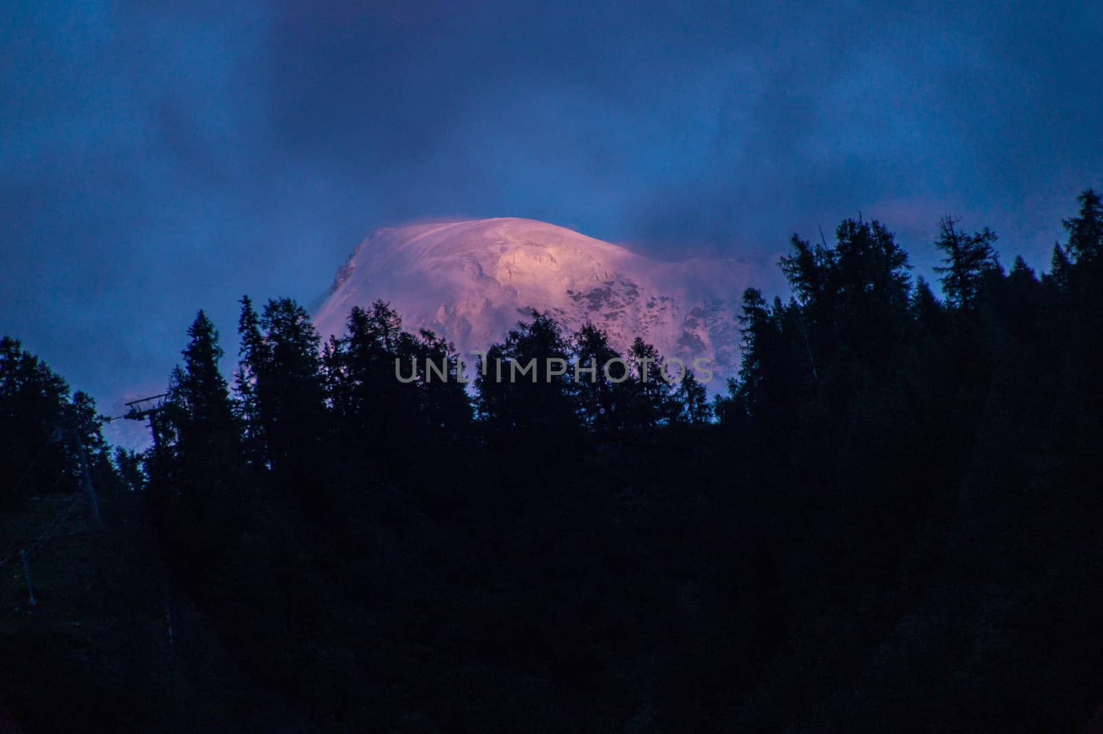 sunset on the Mont Blanc massif