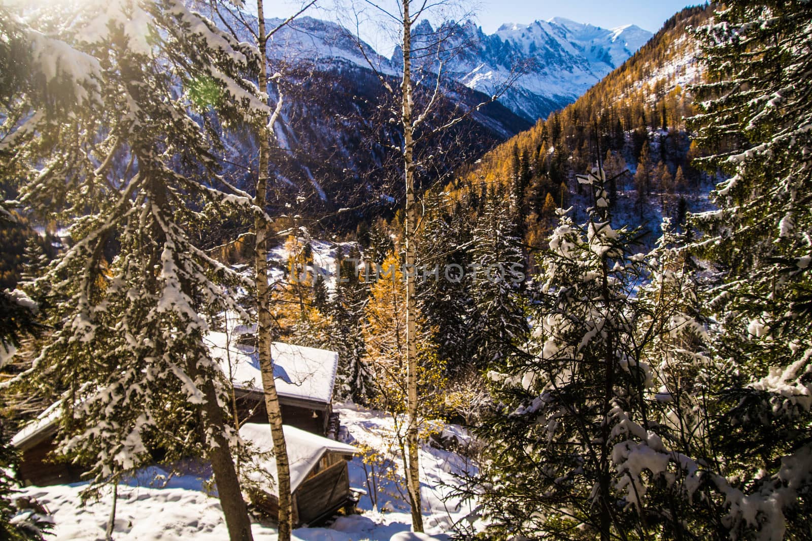 winter landscape of french alps